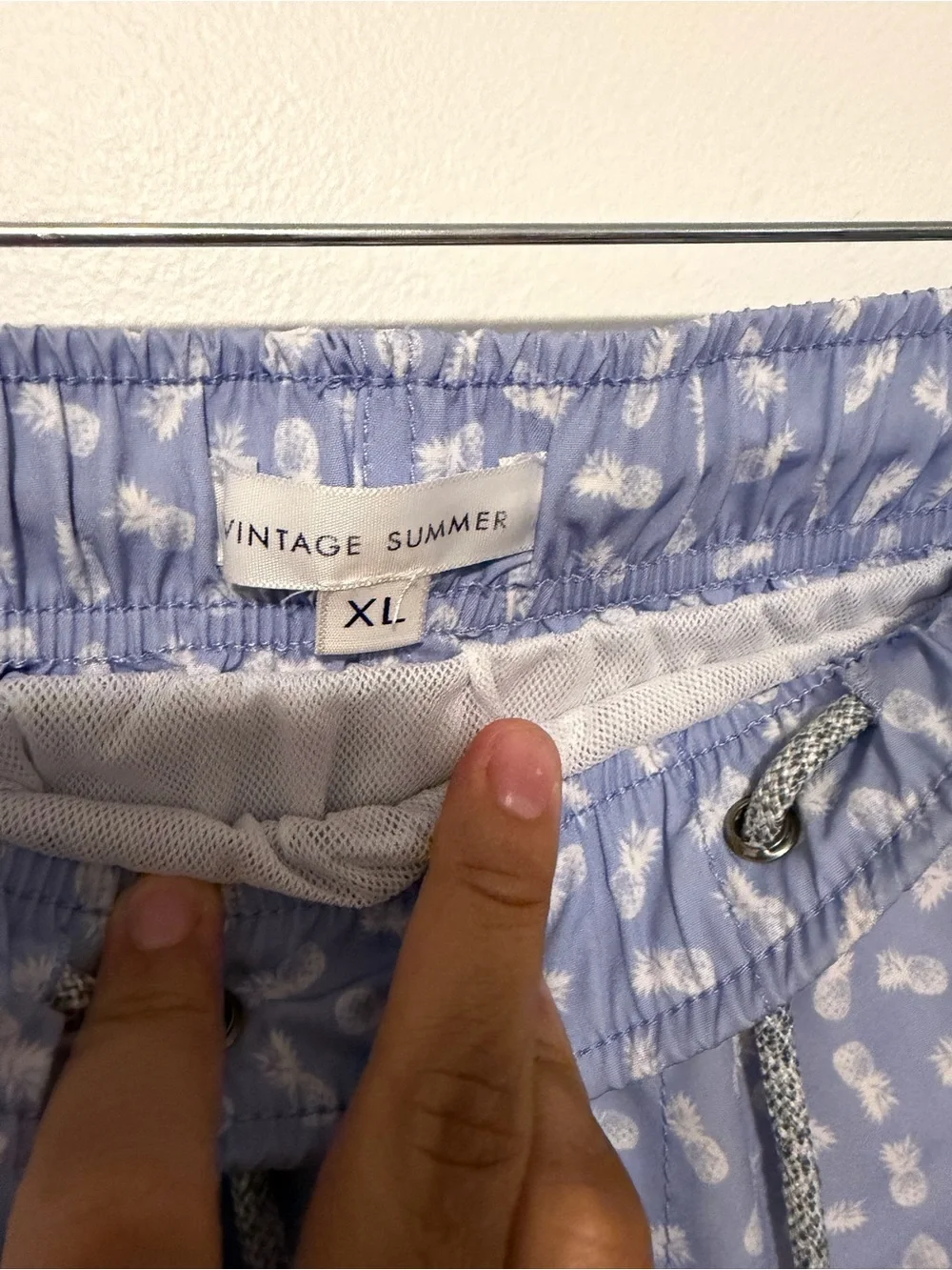 Men's Light Periwinkle Printed Swim Trunks with Drawstring